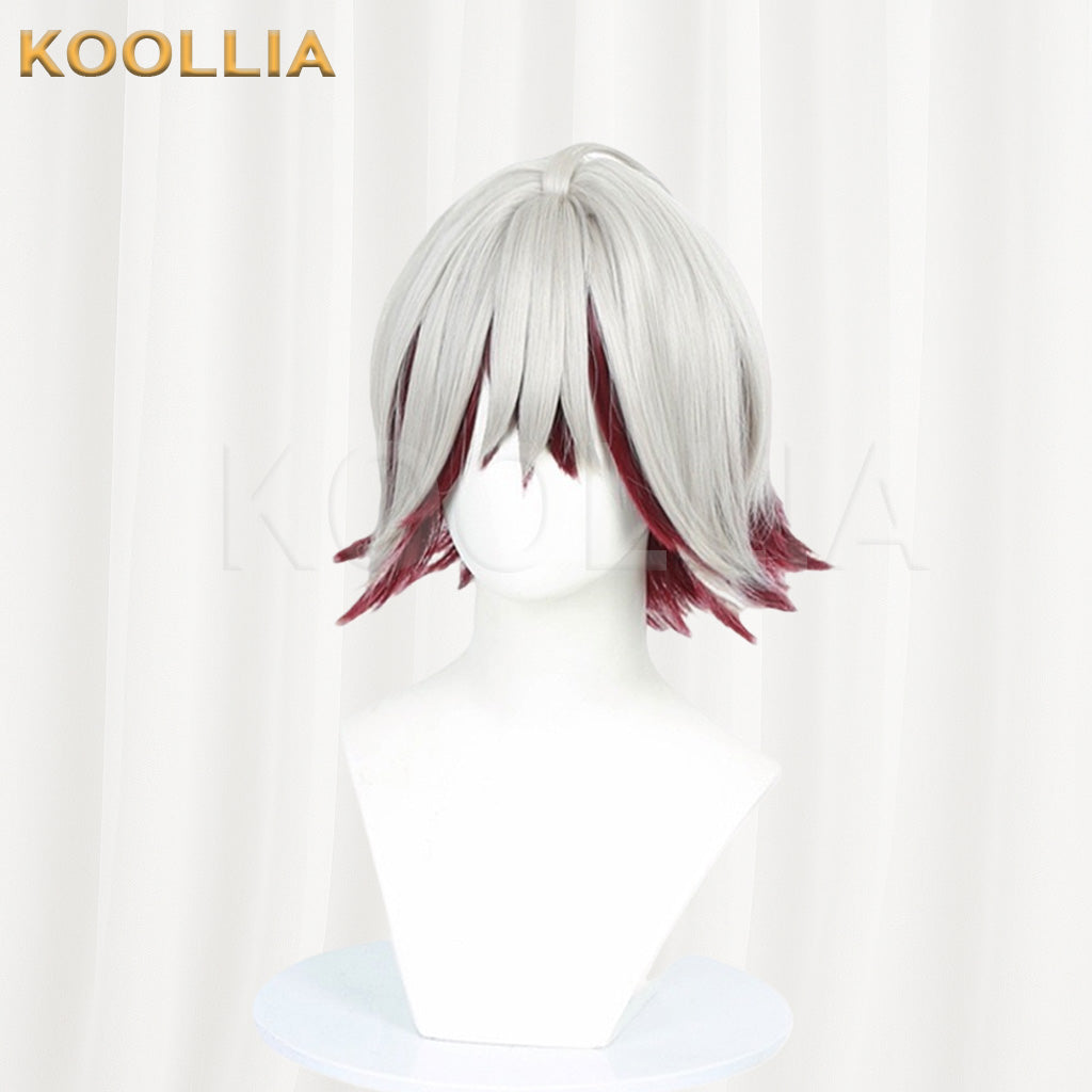 Garfield Abyss Wraith F·Eroster Silver White with Red Highlights Basic Wig