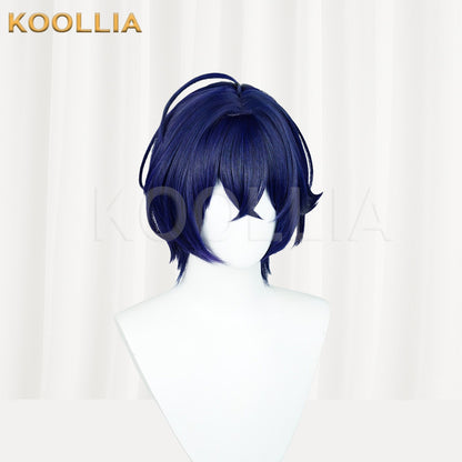Zenless Zone Zero Rin Deep Royal Blue Short Layered Flip Basic Wig