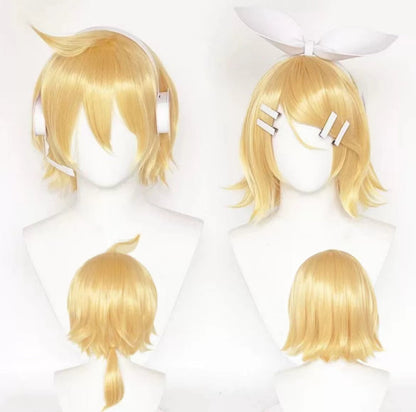 Virtuelle Sängerin Kagamine Rin&amp;Kagamine Len Kurze gelbe Haare Basic Perücke