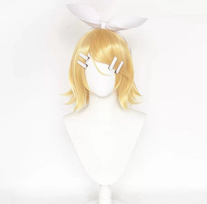 Virtuelle Sängerin Kagamine Rin&amp;Kagamine Len Kurze gelbe Haare Basic Perücke