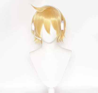 Virtuelle Sängerin Kagamine Rin&amp;Kagamine Len Kurze gelbe Haare Basic Perücke