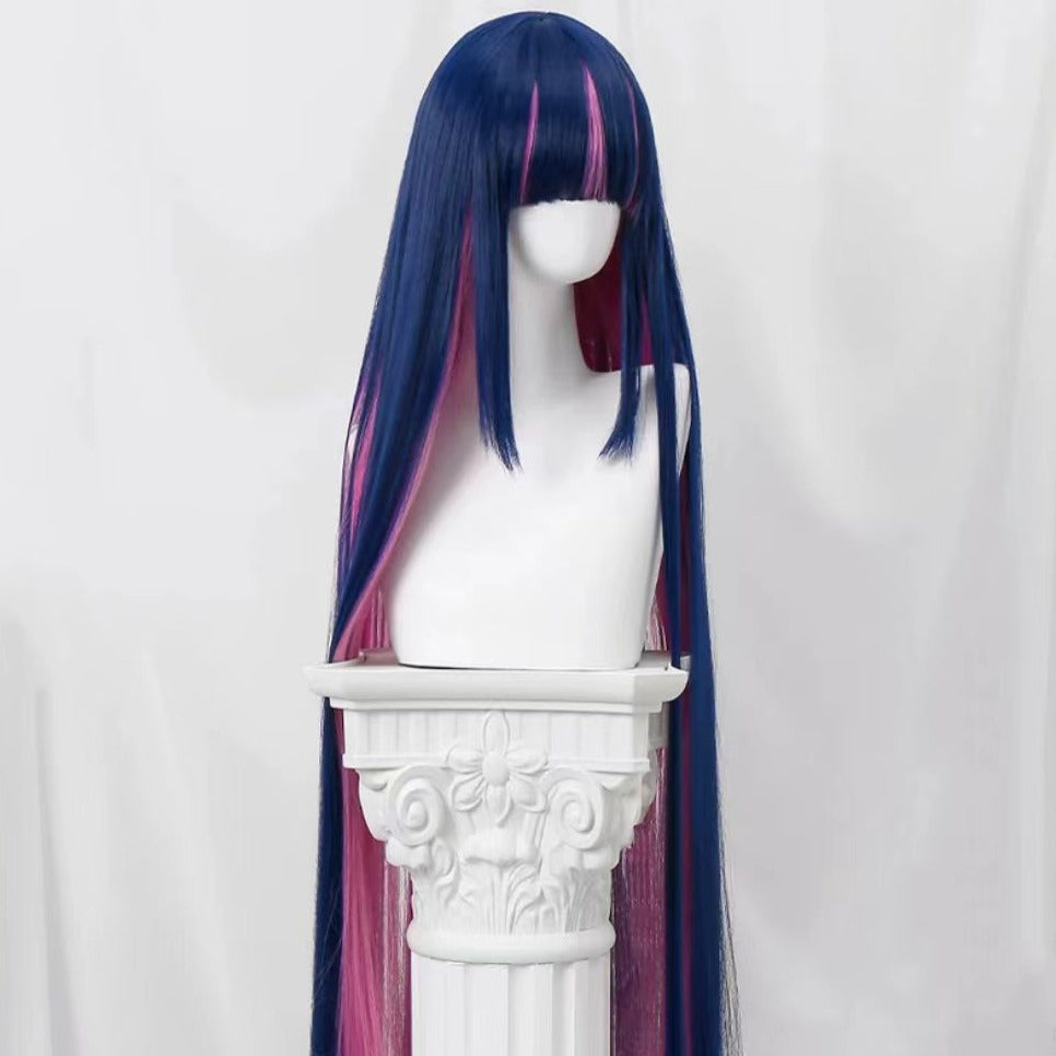 Panty &amp; Stocking mit Strapsgürtel Anarchy Stocking Langes rosa und dunkelviolettes Haar Basic Perücke