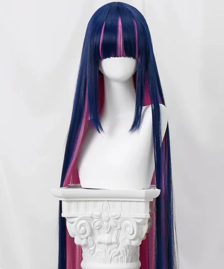 Panty &amp; Stocking mit Strapsgürtel Anarchy Stocking Langes rosa und dunkelviolettes Haar Basic Perücke
