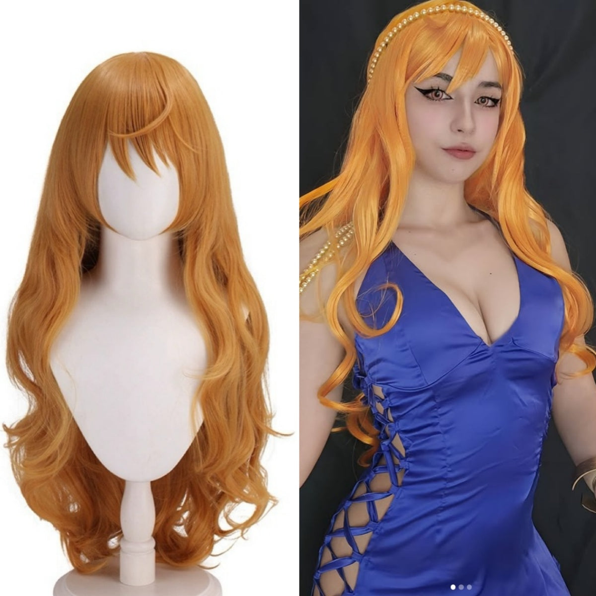 One Piece Nami Basic Perücke mit langen orangefarbenen Haaren