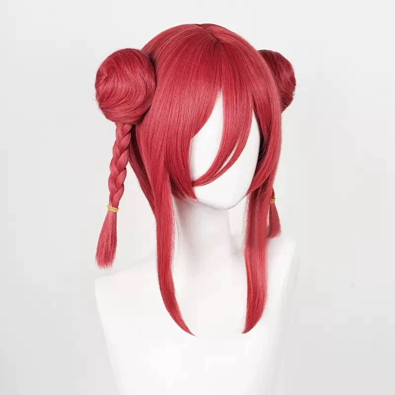Blaue Locken Chigiri Hyoma Lange rote Haare Basic Perücke