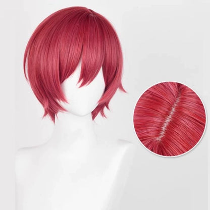 Blaue Locken Chigiri Hyoma Lange rote Haare Basic Perücke