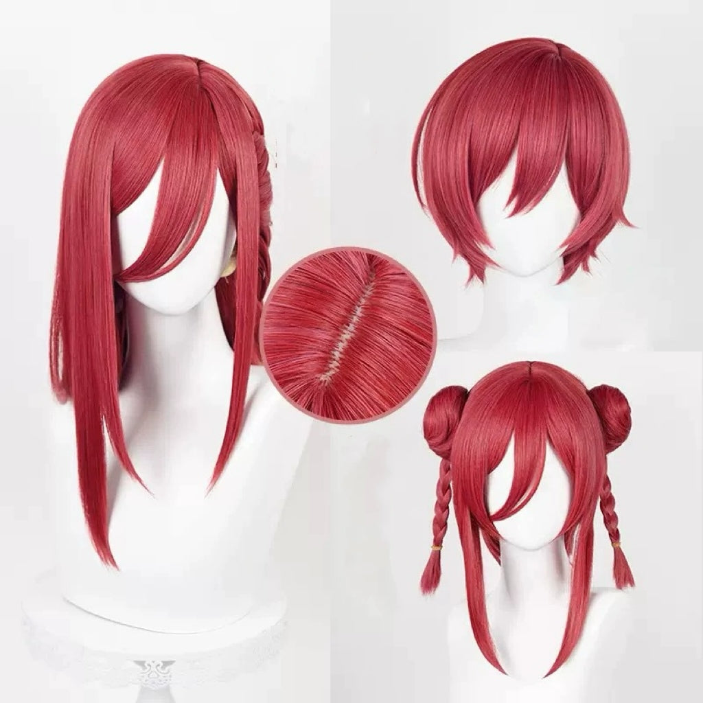 Blaue Locken Chigiri Hyoma Lange rote Haare Basic Perücke