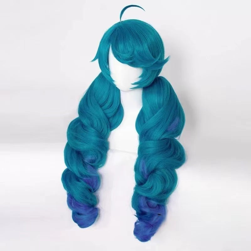 League of Legends & Arcane Gwen Long Blue Hair with Four Ponytails Basic Wig