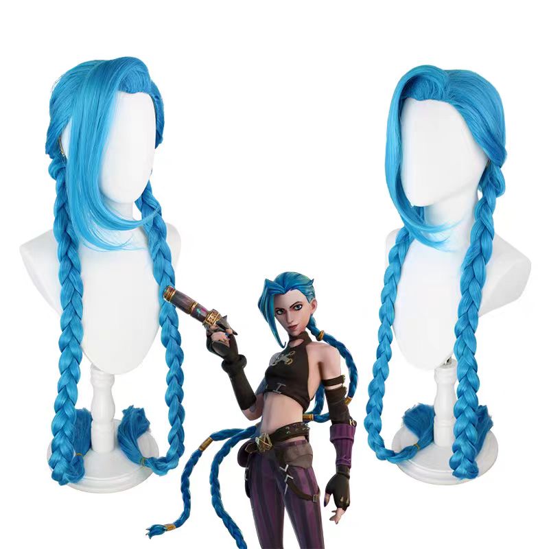 Arcane Jinx Long Blue Hair basic wig