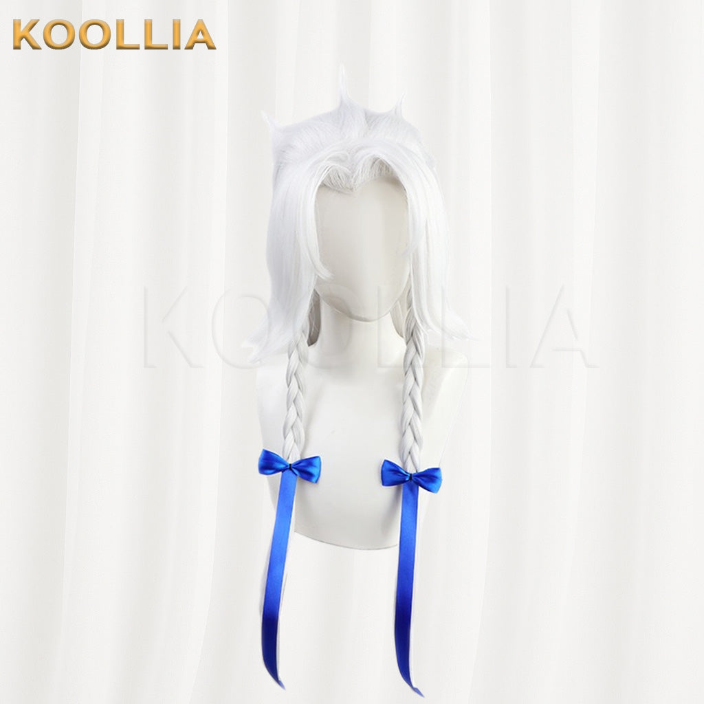 League of Legends & Spirit Blossom Yone Silver White Double Braid Basic Wig