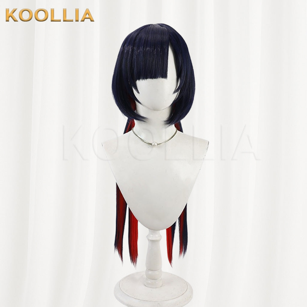 KAMITSUBAKI Rime Dark Blue Red Double Ponytail Basic Wig