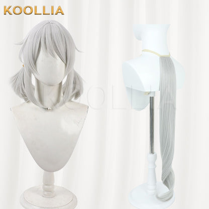 Uma Musume Hishi Miracle Light Silver Gray Low Pigtail Short Basic Wig