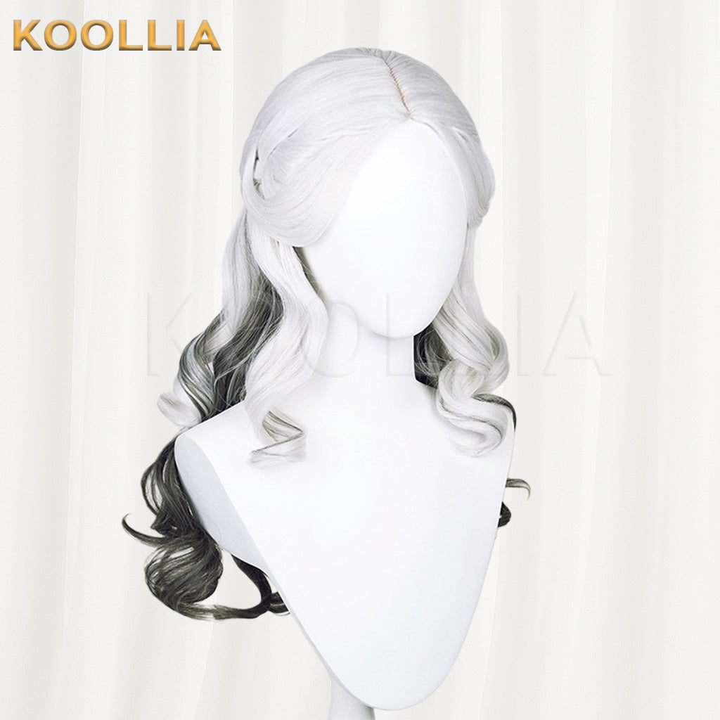 Identity V Ada Mesmer White Black Gradient Curly Basic Wig