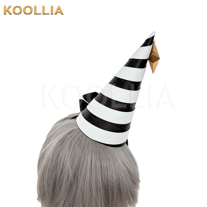 Path to Nowhere Nacchi Black White Striped Pointed Hat Headwear Accessory