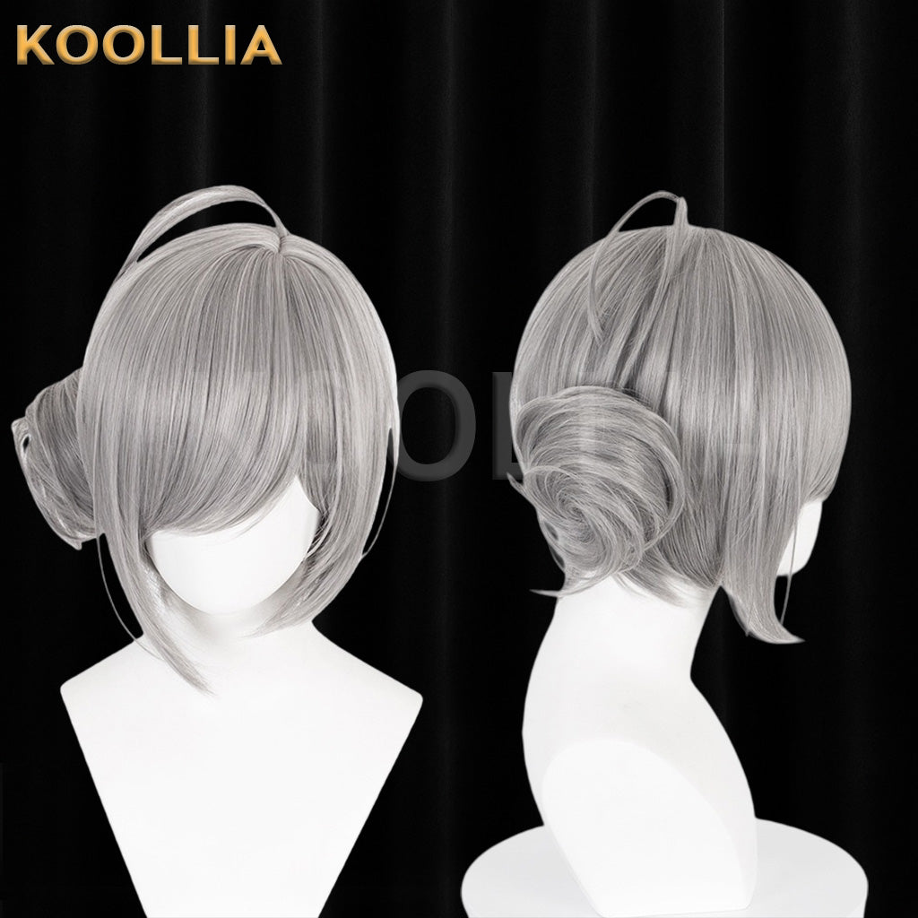 Reverse: 1999 Vertin Silver Gray Single Side Bun Basic Wig