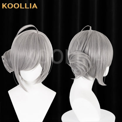 Reverse: 1999 Vertin Silver Gray Single Side Bun Basic Wig