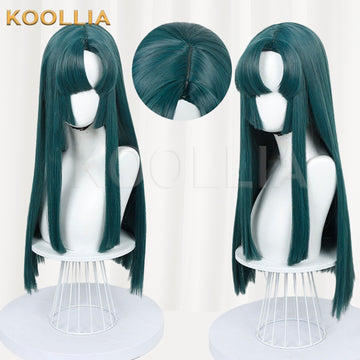 Multi-angle display of Hikaru no Go Toya Akira dark green hime cut straight long basic wig