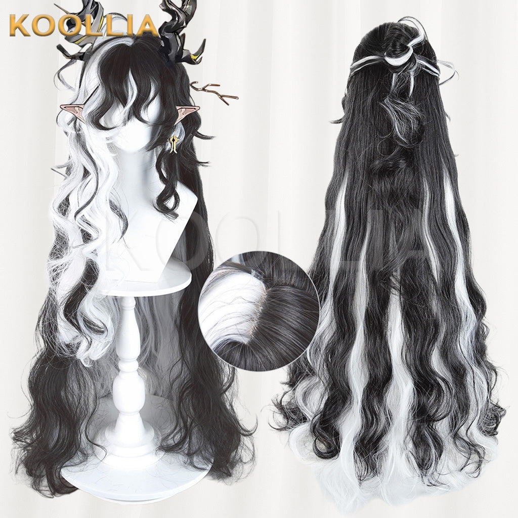 Arknights Chongyue Black White Highlight Extra Long Wavy Basic Wig