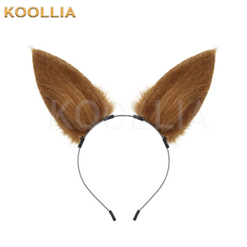 Brown and white plush animal ear headband cute cosplay bunny ear accessory
