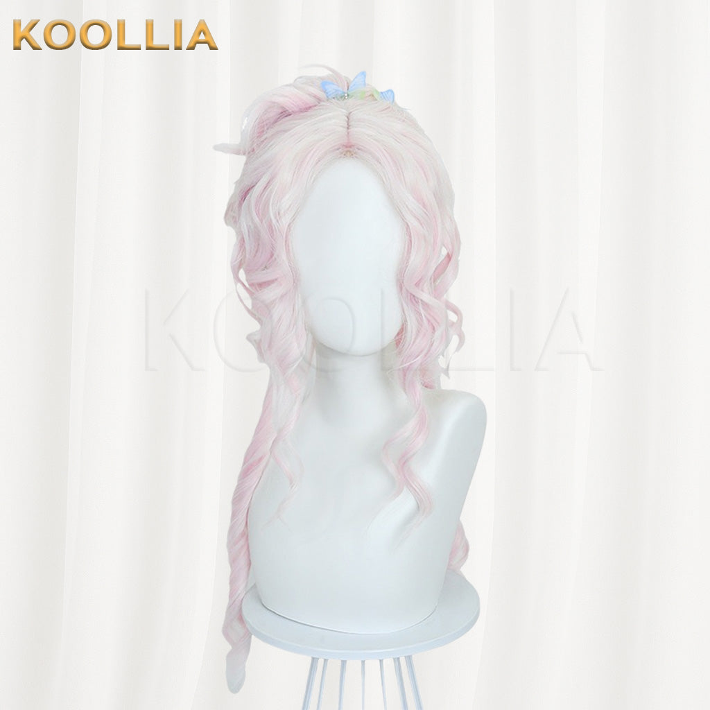 Wednesday Enid Pure Pink Long Curly Basic Wig