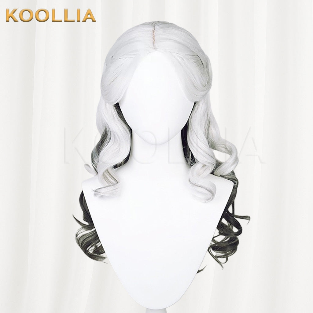 Identity V Ada Mesmer White Black Gradient Curly Basic Wig