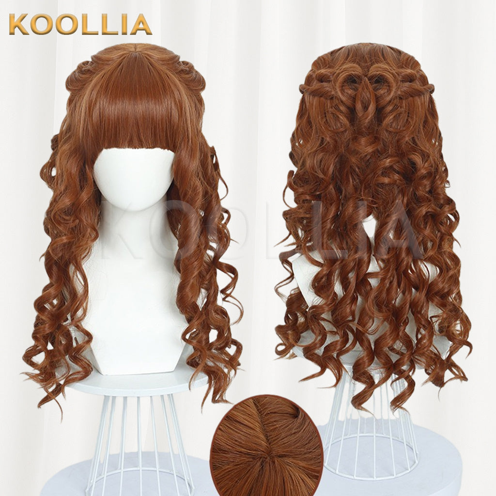 Wednesday Agnes Warm Brown Curly Long Basic Wig