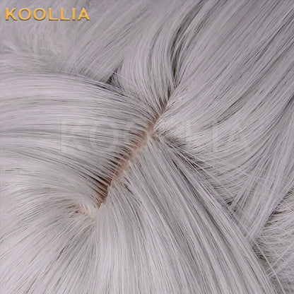 Wuthering Waves Freesia Silver Grey Extra Long High Ponytail Basic Wig