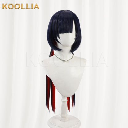 KAMITSUBAKI Rime Dark Blue Red Double Ponytail Basic Wig