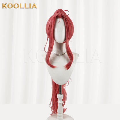 Blue Archive Hanaoka Yuzu Red Long Ponytail Basic Wig