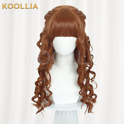 Wednesday Agnes Warm Brown Curly Long Basic Wig