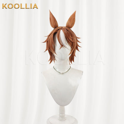 Uma Musume Pretty Derby Dictus Striker Brown White Short Hair with Ears Basic Wig