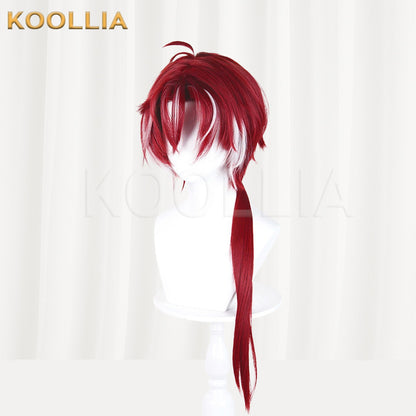 Arknights Bellone Wine Red Short Single Long Tail Basic Wig