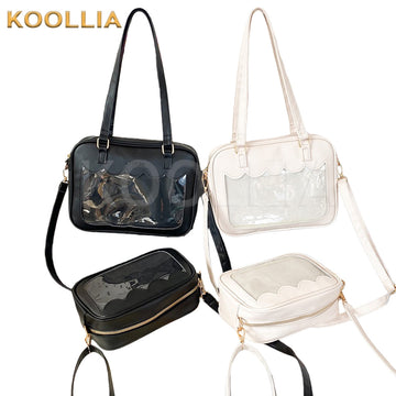Small Anime Pin Display Shoulder Bag Black and White Set by koollia