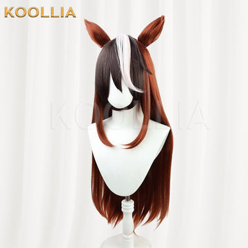 Multi-angle display of Uma Musume Pretty Derby Symboli Rudolf reddish-brown three-tone basic wig
