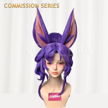 League of Legends Ahri Custom Commission Wig Front View by koollia