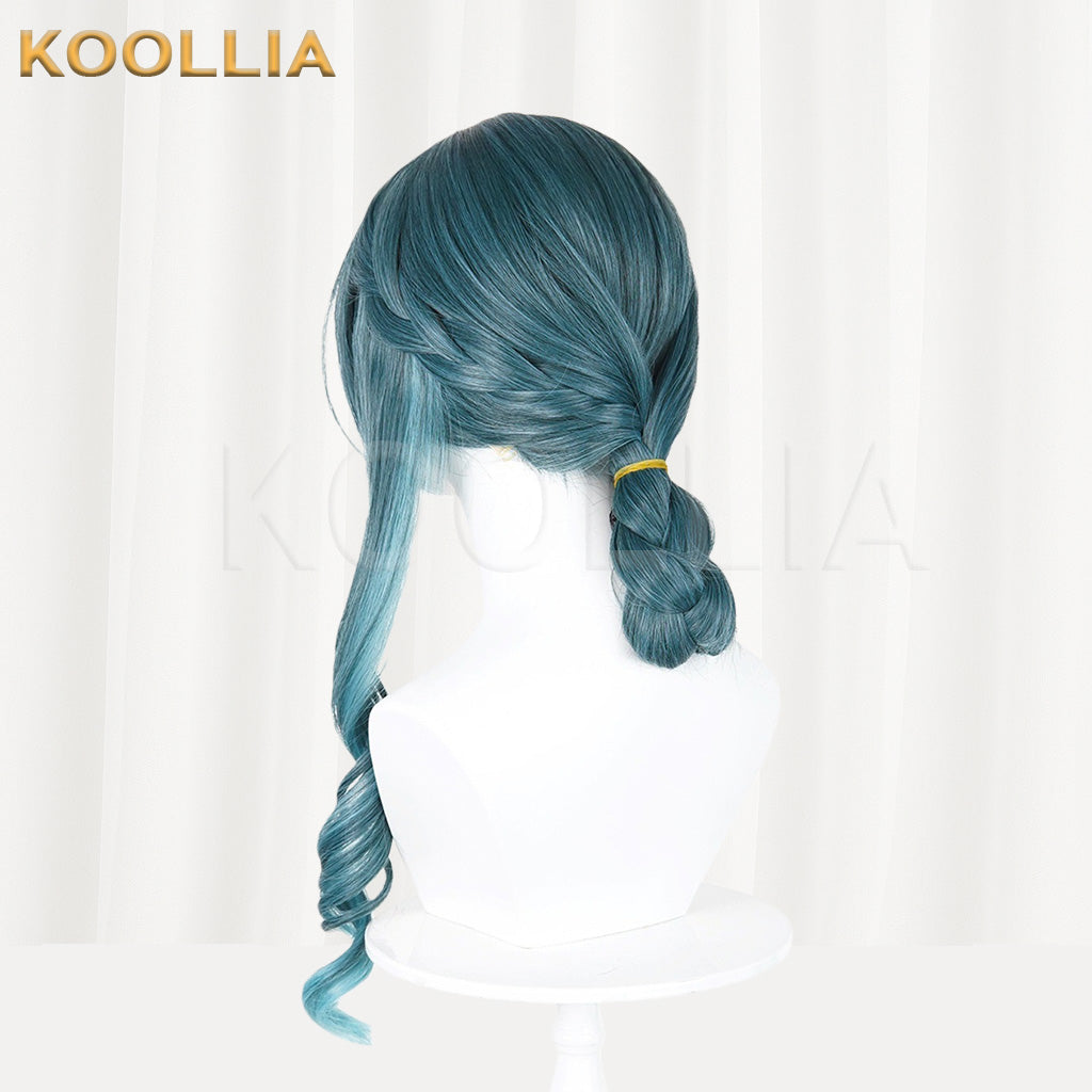 Arknights Endfield Siqi Cyan-Blue Gradient Long Wavy Basic Wig