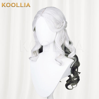 Identity V Ada Mesmer White Black Gradient Curly Basic Wig