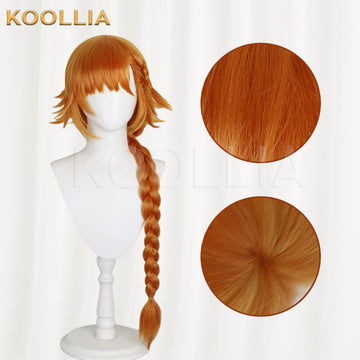 Multi-angle display of Reverse: 1999 Sonetto Tin Heart warm orange brown braid basic wig