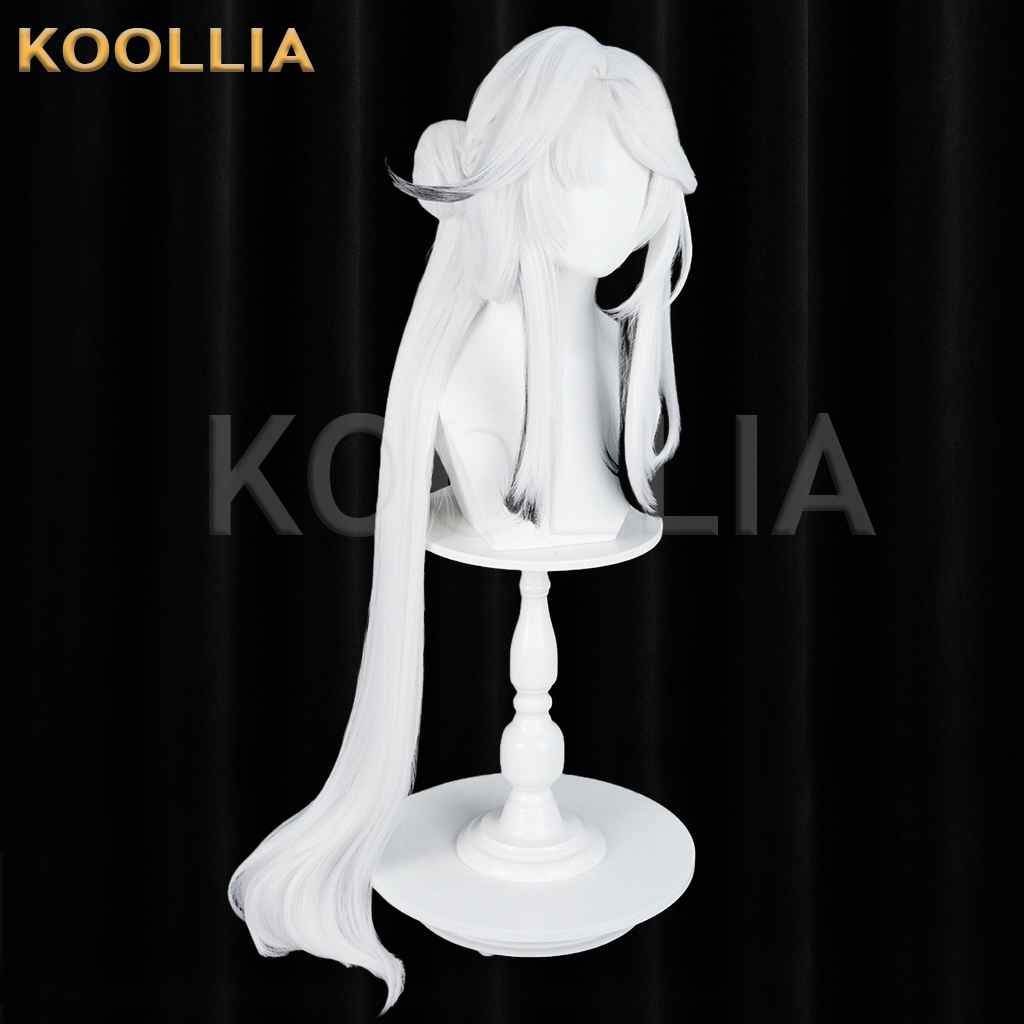 Wuthering Waves Xin Solid White With Black Tips Basic Wig