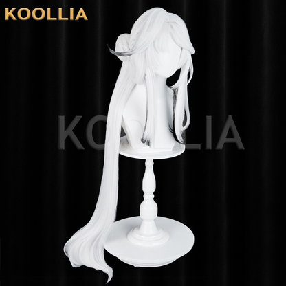 Wuthering Waves Xin Solid White With Black Tips Basic Wig
