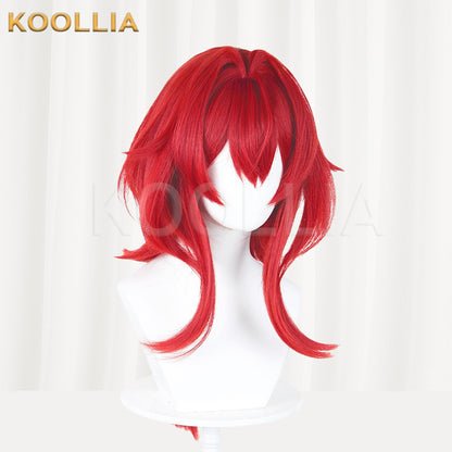 Arknights Endfield Levinthine Bright Red Layered Ponytail Basic Wig