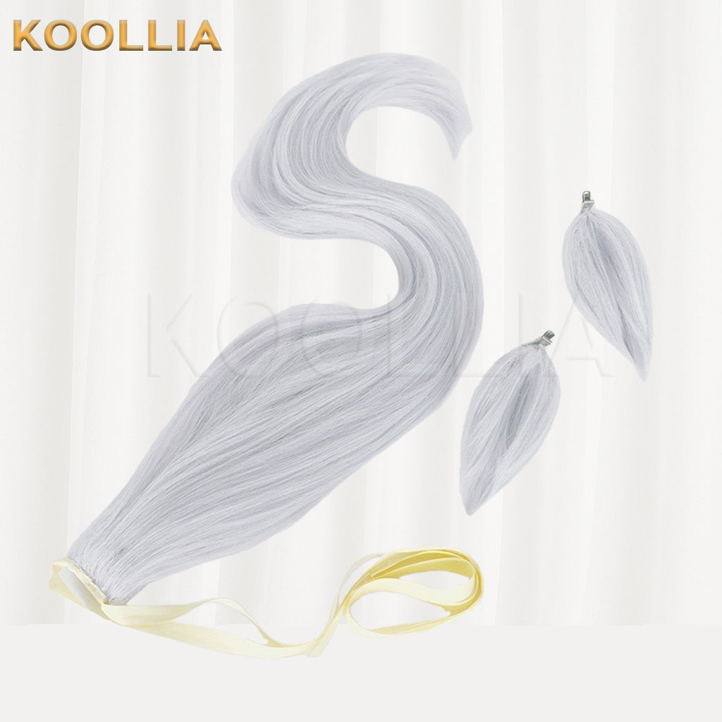 Uma Musume Gold Ship Silver Gray Purple Full Fringe Long Straight Basic Wig