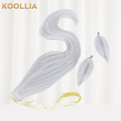 Uma Musume Gold Ship Silver Gray Purple Full Fringe Long Straight Basic Wig