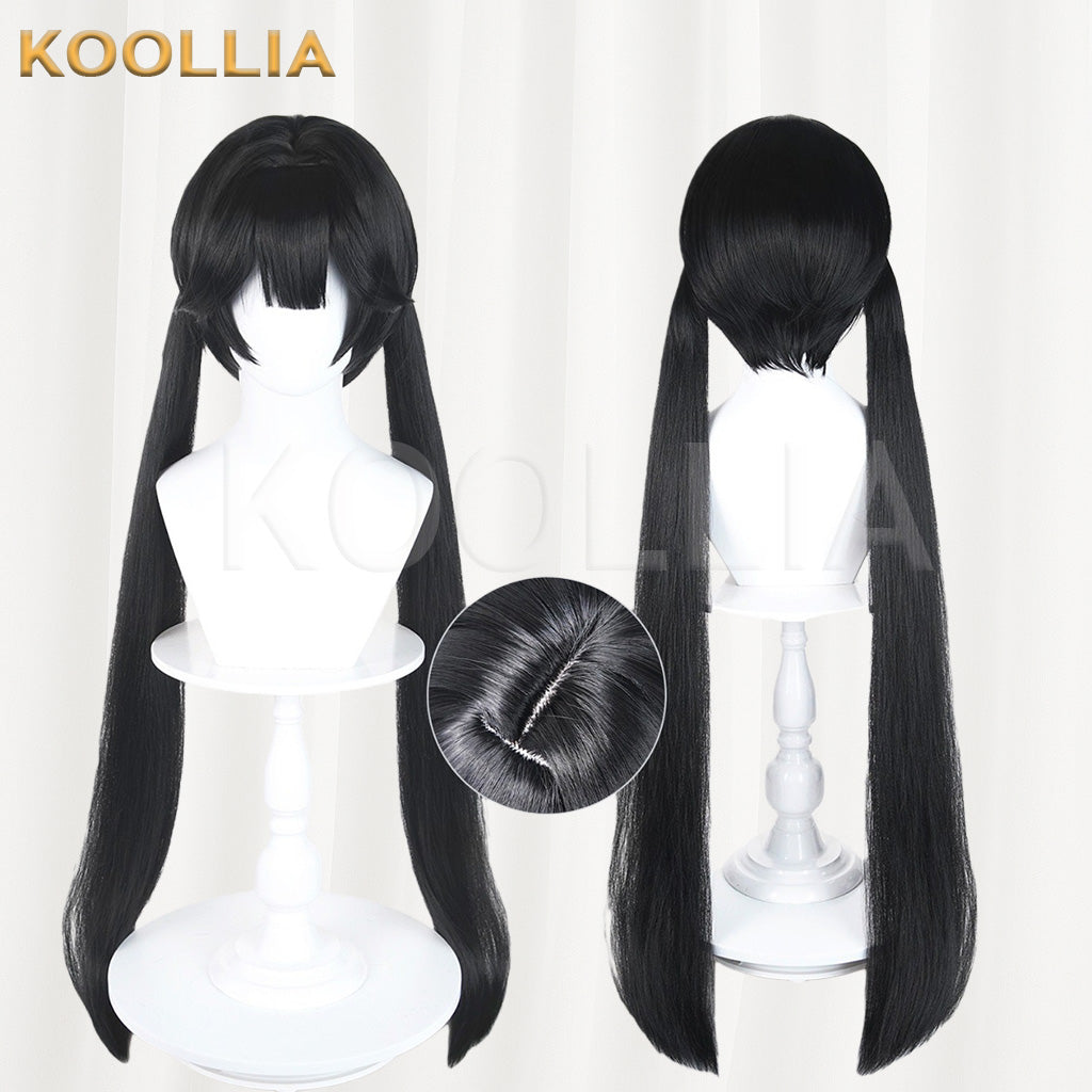 Naraka Bladepoint Yin Zhiping Black Long Twin Tails Basic Wig