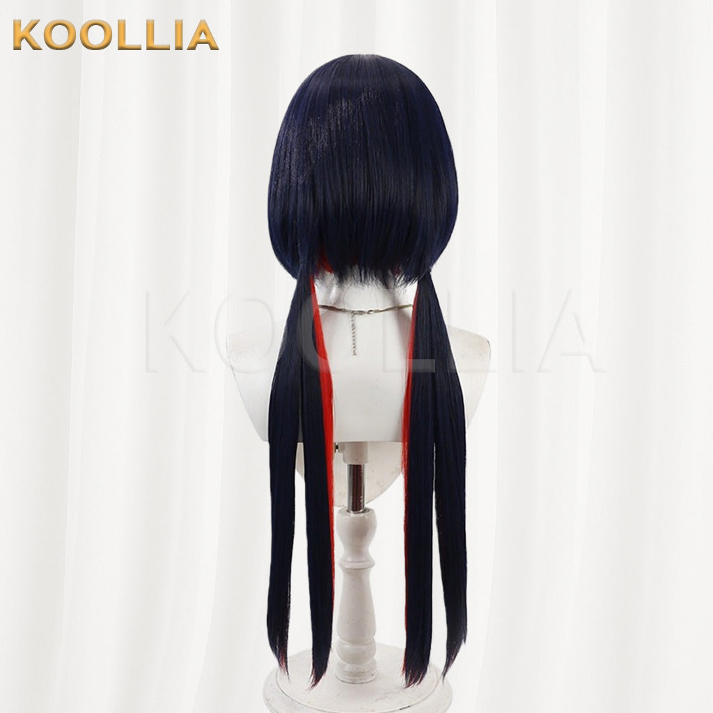 KAMITSUBAKI Rime Dark Blue Red Double Ponytail Basic Wig