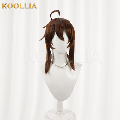Uma Musume Nakayama Festa Deep Brown Low Ponytail Long Basic Wig