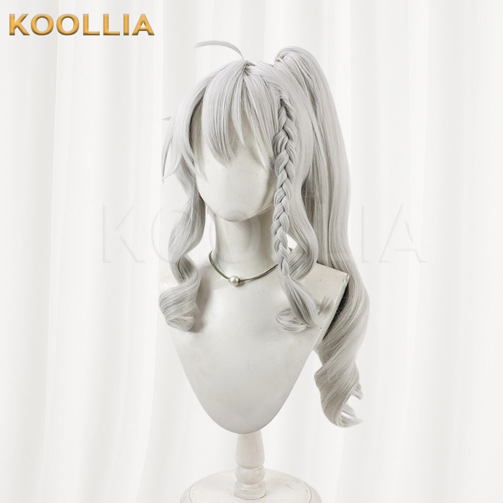 9-nine- Niimi Sora Silver White Detachable High Ponytail with Braid Basic Wig