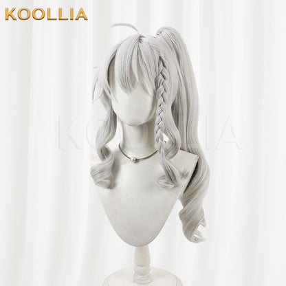 9-nine- Niimi Sora Silver White Detachable High Ponytail with Braid Basic Wig