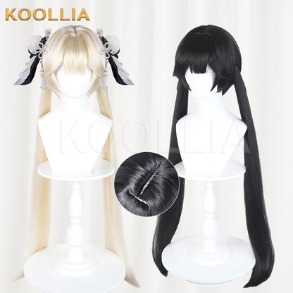 Naraka Bladepoint Yin Zhiping Black Long Twin Tails Basic Wig