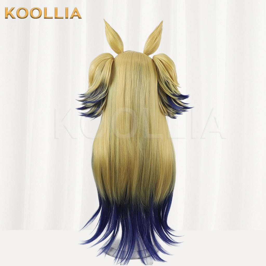 Uma Musume Ash Gray Cinderella Golden Blue Gradient Pigtail Basic Wig